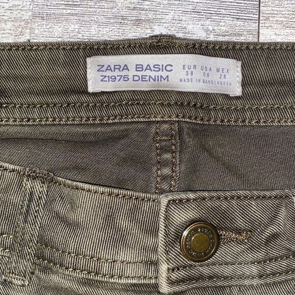 Zara, Retro, Basic Denim, Army Green, Camouflage Denim Jeans - Picture 6 of 8